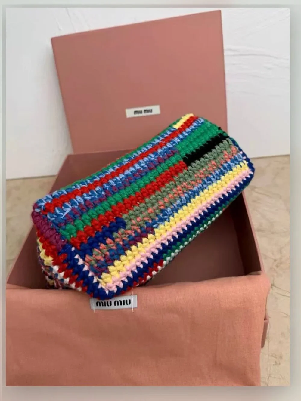 Miu Miu Multicolor Crochet Ankle Bootie